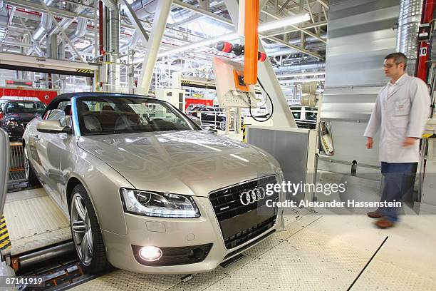 General view of a production plant of the Audi A 5 is seen on the Audi production site at Neckarsulm on May 13, 2009 in Neckarsulm, Germany....