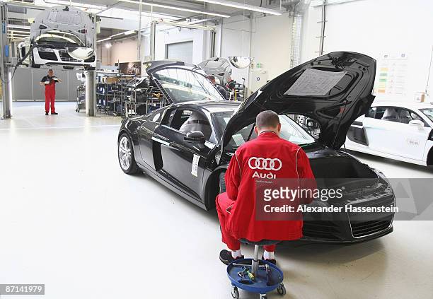 General view of a production plant of the Audi R 8 is seen on the Audi production site at Neckarsulm on May 13, 2009 in Neckarsulm, Germany....