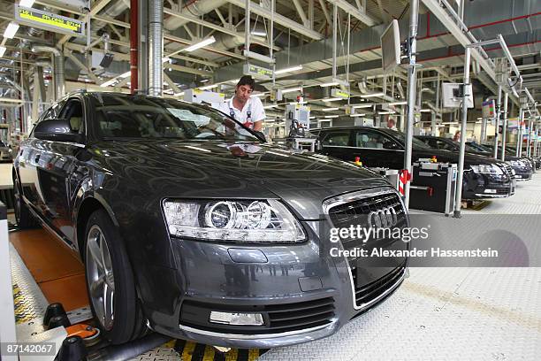 General view of a production plant of the Audi A 6 is seen on the Audi production site at Neckarsulm on May 13, 2009 in Neckarsulm, Germany....