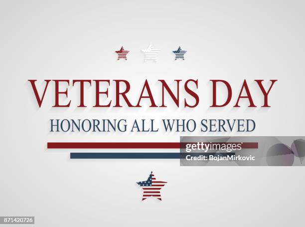 stockillustraties, clipart, cartoons en iconen met veterans day wenskaart. ter ere van allen die geserveerd. vectorillustratie. - veterans day