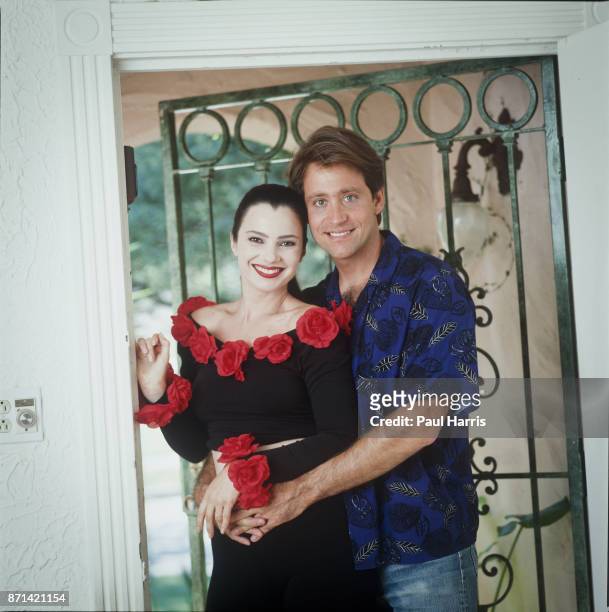 Fran Drescher, pictured here with ex-husband Peter Marc Jacobsen at their Studio City home on June 15, 1990 in Studio City, California "n"n