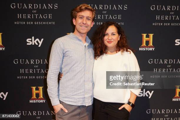 Actors Jeremias Koschorz and Nora Jokhosha attend the preview screening of the new documentary 'Guardians of Heritage - Hueter der Geschichte' by...