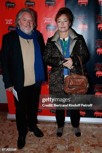 Actress Catherine Frot and guest attend "Depardieu Chante Barbara" at Le Cirque d'Hiver on November 7, 2017 in Paris, France.