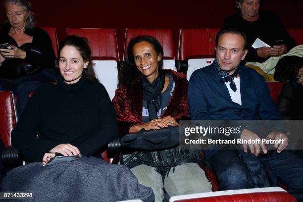 Marie Gillain, Karine Silla and Vincent Perez attend "Depardieu Chante Barbara" at Le Cirque d'Hiver on November 7, 2017 in Paris, France.