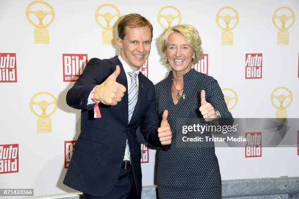 Isolde Holderied and Mattias Ekstroem attend the 'Das Goldene Lenkrad' Award at Axel Springer Haus on November 7, 2017 in Berlin, Germany.