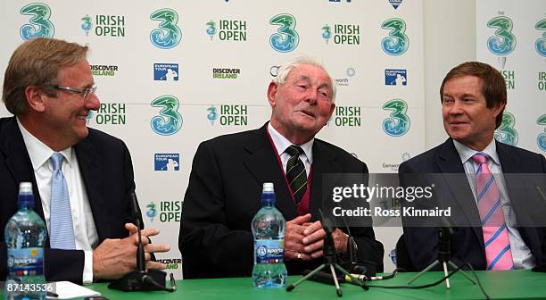 Jack Peter, Sr. Vice President and Chief Operating Officer, Christy O'Connor and George O'Grady, Chief Executive of The European Tour at the press...