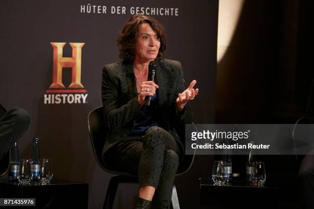 Actress Ulrike Folkerts is seen at the preview screening of the new documentary 'Guardians of Heritage - Hueter der Geschichte' by German TV channel...