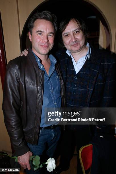 Guillaume de Tonquedec and Michel Fau attend "Depardieu Chante Barbara" at Le Cirque d'Hiver on November 6, 2017 in Paris, France.