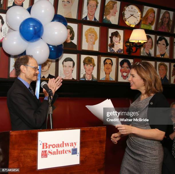 David Hyde Pierce and Julie Menin attend The Broadway League and the Coalition of Broadway Unions and Guilds presents the 9th Annual Broadway Salutes...