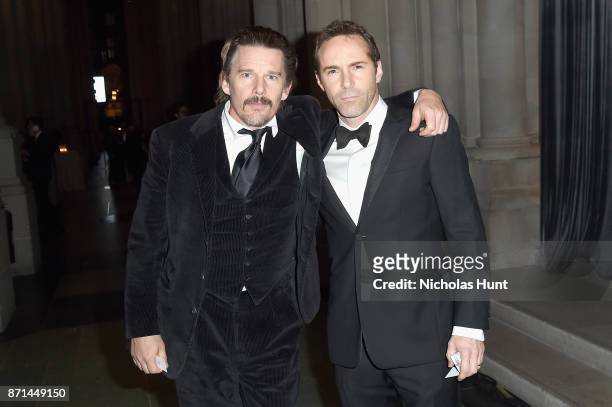 Ethan Hawke and Alessandro Nivola attend the Elton John AIDS Foundation Commemorates Its 25th Year And Honors Founder Sir Elton John During New York...