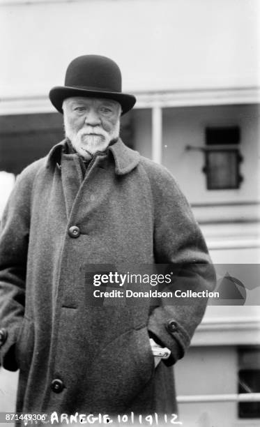 American businessman Andrew Carnegie poses for a portrait in 1912.