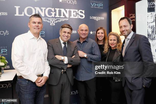 Justin Macfarlane, Juan-Carlos Capelli, Andre Agassi, Holly Thomas, Rebecca Flegal and Pascal Savoy appear at Macys Herald Square for the U.S. Launch...