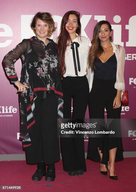 Alice Mangione, CamiHawk and Martina Dell'Ombra attend Foxlife Official Night Out on November 7, 2017 in Milan, Italy.