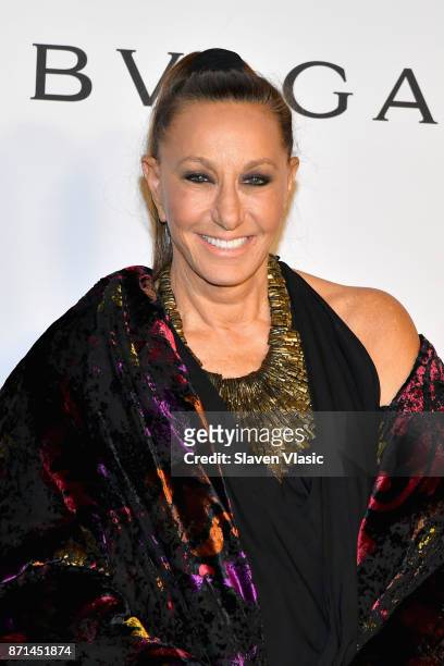 Donna Karen attends the Elton John AIDS Foundation's Annual Fall Gala with Cocktails By Clase Azul Tequila at Cathedral of St. John the Divine on...