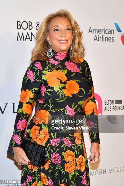 Denise Eisenberg Rich attends the Elton John AIDS Foundation's Annual Fall Gala with Cocktails By Clase Azul Tequila at Cathedral of St. John the...