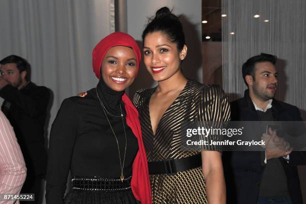 Halima Aden and Freida Pinto attend the Forevermark Tribute event on November 7, 2017 in New York City.