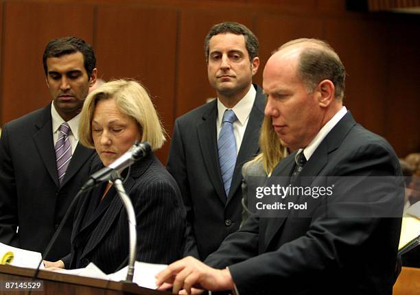 Howard K. Stern, longtime confidant of Anna Nicole Smith, and Dr. Sandeep Kapoor look on as their lawyers Steven H. Sadow , and Ellyn S. Garofalo...