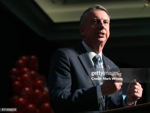 Republican gubernatorial candidate Ed Gillespie speaks at an election-night rally on November 7, 2017 in Richmond, Virginia. Gillespie was projected...