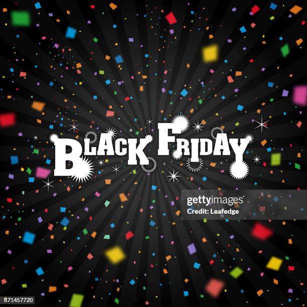 illustrations, cliparts, dessins animés et icônes de fond de vendredi noir [confettis tombant] - black friday