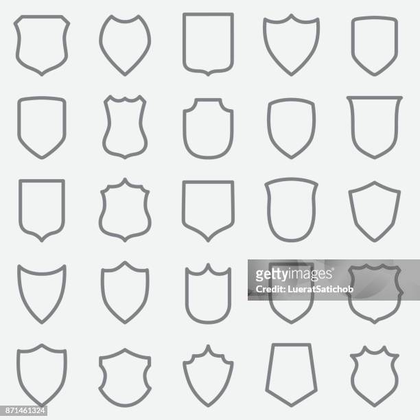 vintage label outline icons - coat of arms stock illustrations