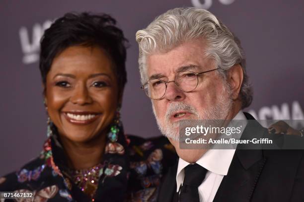 Honoree/director George Lucas and wife Mellody Hobson arrive at the 2017 LACMA Art + Film Gala at LACMA on November 4, 2017 in Los Angeles,...