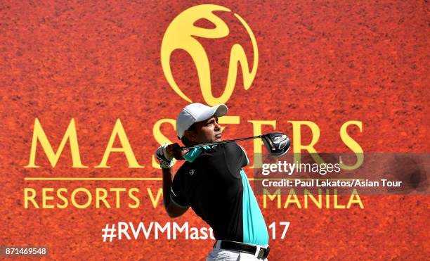 Chawrasia of India plays a shot during practice for the Resorts World Manila Masters at Manila Southwoods Golf and Country Club on November 8, 2017...