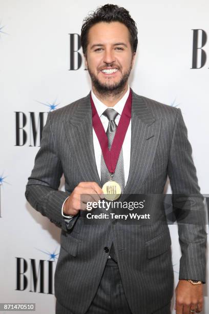 Luke Bryan attend the 65th Annual BMI Country awards on November 7, 2017 in Nashville, Tennessee.