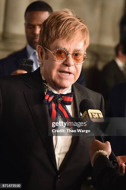 Sir Elton John attends the Elton John AIDS Foundation Commemorates Its 25th Year And Honors Founder Sir Elton John During New York Fall Gala at...