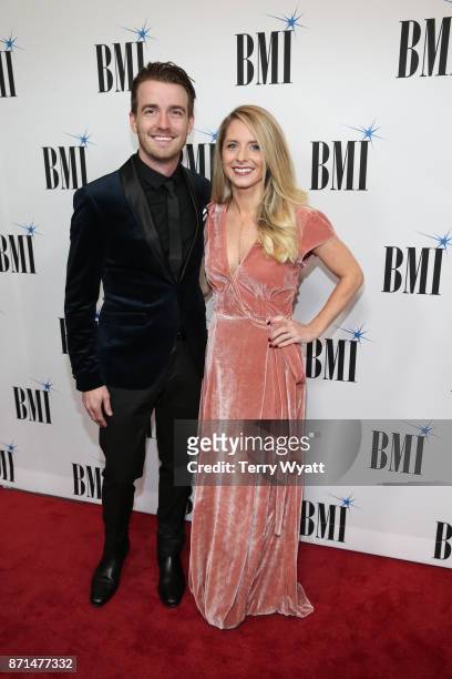 Singer Brandon Lancaster of LANCO and Tiffany Trotter attend the 65th Annual BMI Country awards on November 7, 2017 in Nashville, Tennessee.