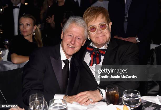 President Bill Clinton and Sir Elton John attend the Elton John AIDS Foundation Commemorates Its 25th Year And Honors Founder Sir Elton John During...