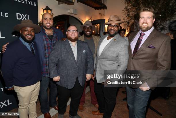 Kelvin Davis, Rob Robinson, Bruce Sturgell, L.A. Lewie, Michael-Anthony Spearman and Zach Miko at the launch of DXL's 2017 Holiday Campaign with DJ...