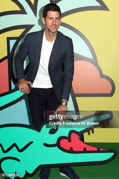 Novak Djokovic attends the celebration of the re-opening of the LACOSTE Rodeo Drive Boutique at Sheats Goldstein Residence on November 7, 2017 in Los...