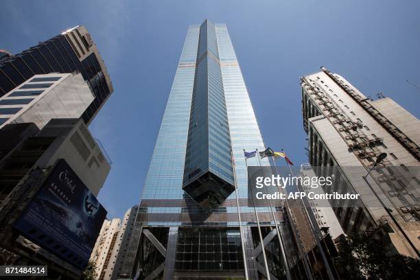 This picture taken on October 27, 2017 shows a general view of The Center office building in Hong Kong. Chinese investors' penchant for Hong Kong...