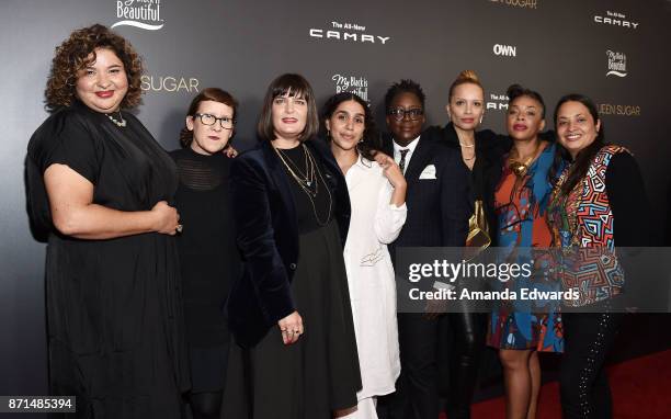 Directors Liesl Tommy, Kat Candler, Amanda Marsalis, Garrett Bradley, Cheryl Dunye, Victoria Mahoney, DeMane Davis and Aurora Guerrero arrive at the...