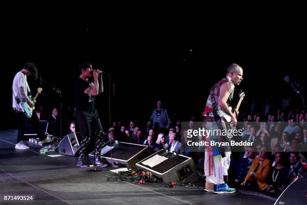 Josh Klinghoffer, Anthony Kiedis and Flea of Red Hot Chili Peppers perform onstage during the 11th Annual Stand Up for Heroes Event presented by The...