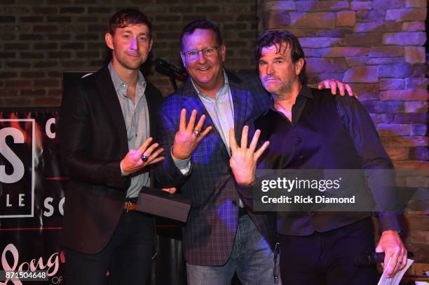 Writer Ashley Gorley, VP Marketing Curt Bruns, and Nashville Chairman and CEO Chris King attend the Folds Of Honor CMS Nashville Songwriter of the...