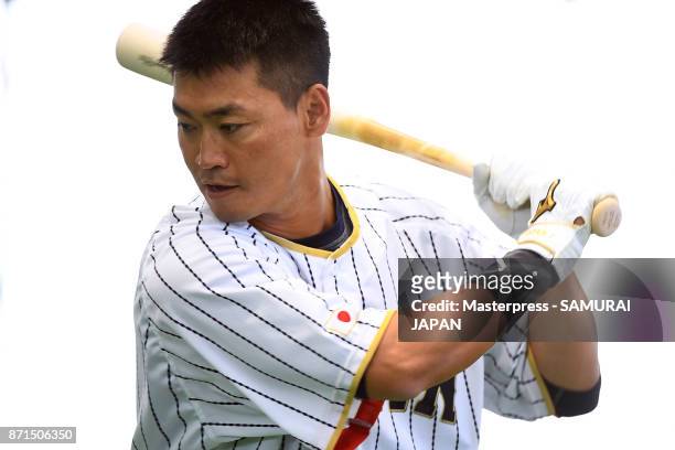 Norichika Aoki of Japan is seen on the practice day prior to the World Baseball Classic at on March 4, 2017 in Osaka, Japan.