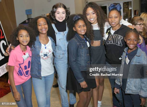 Netflix's Project Mc2's cast Mika Abdalla and Genneya Walton pose with fans during MGA Entertainment, Cast of Netflix's Project Mc2, and Rashida...