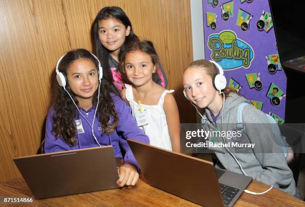 Girls coding Google's CS First activity during MGA Entertainment, Cast of Netflix's Project Mc2, and Rashida Jones's celebration of National...