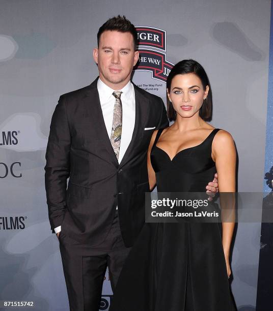 Channing Tatum and Jenna Dewan Tatum attend the premiere of "War Dog: A Soldier's Best Friend" at Directors Guild Of America on November 6, 2017 in...