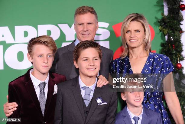 Actor Will Ferrell, wife Viveca Paulin and children Magnus Paulin Ferrell, Mattias Paulin Ferrell and Axel Paulin Ferrell attend the premiere of...