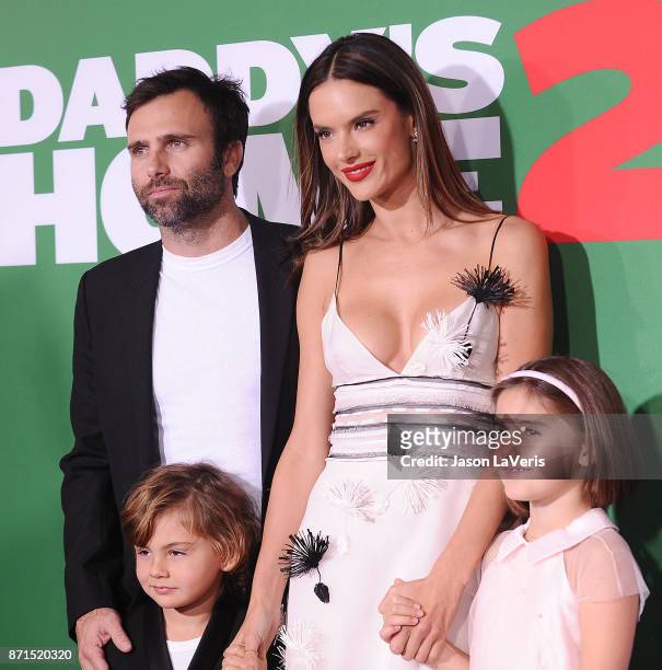 Alessandra Ambrosio, Jamie Mazur and children Noah Phoenix Ambrosio Mazur and Anja Louise Ambrosio Mazur attend the premiere of "Daddy's Home 2" at...