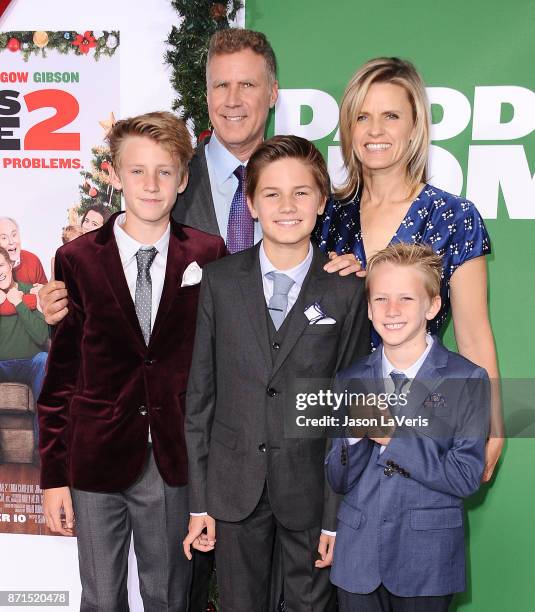 Actor Will Ferrell, wife Viveca Paulin and children Magnus Paulin Ferrell, Mattias Paulin Ferrell and Axel Paulin Ferrell attend the premiere of...