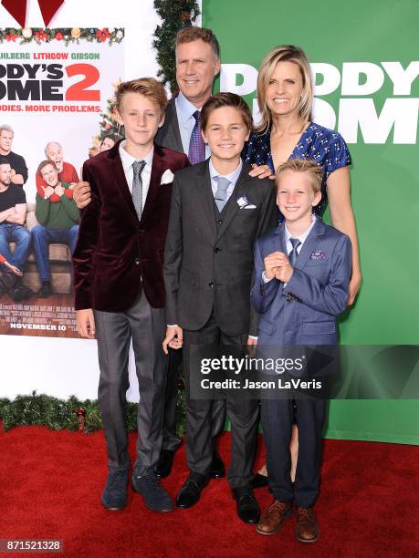 Actor Will Ferrell, wife Viveca Paulin and children Magnus Paulin Ferrell, Mattias Paulin Ferrell and Axel Paulin Ferrell attend the premiere of...