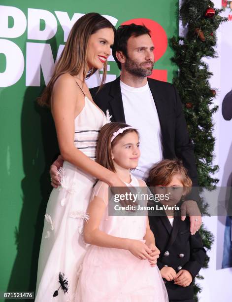 Alessandra Ambrosio, Jamie Mazur and children Noah Phoenix Ambrosio Mazur and Anja Louise Ambrosio Mazur attend the premiere of "Daddy's Home 2" at...