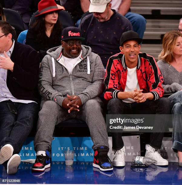 Cedric The Entertainer and Chris Ivery attend the Charlotte Hornets Vs New York Knicks game at Madison Square Garden on November 7, 2017 in New York...