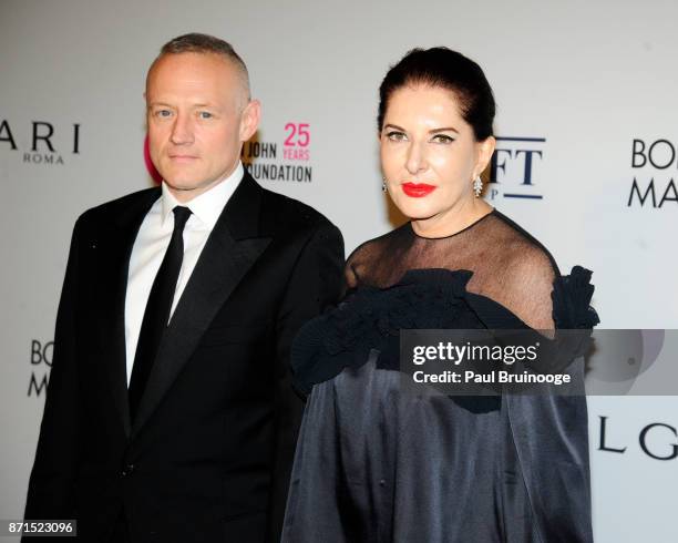 Todd Eckert and Marina Abramovic attend the Elton John AIDS Foundation Commemorates Its 25th Year And Honors Founder Sir Elton John During New York...