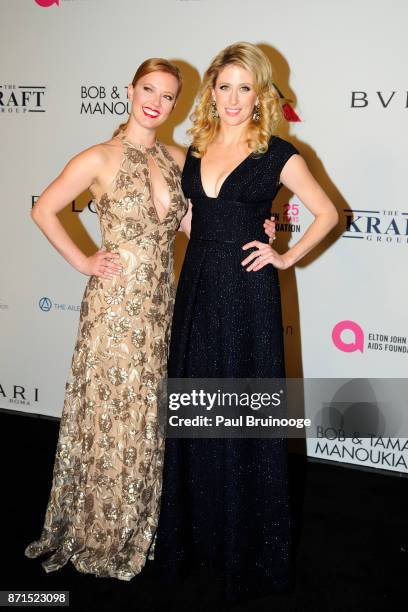 Patti Murin and Caissie Lev attend the Elton John AIDS Foundation Commemorates Its 25th Year And Honors Founder Sir Elton John During New York Fall...