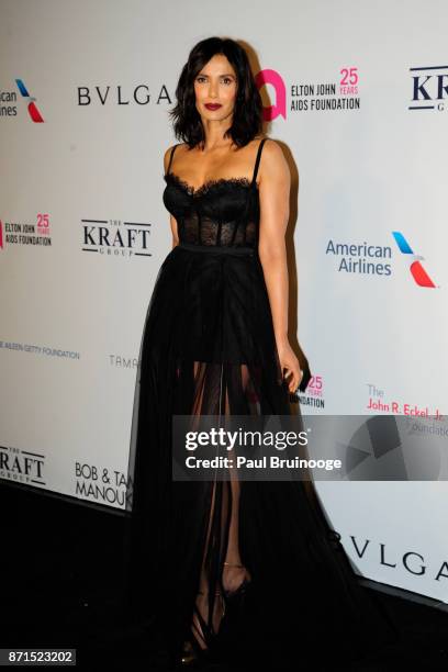 Padma Lakshmi attends the Elton John AIDS Foundation Commemorates Its 25th Year And Honors Founder Sir Elton John During New York Fall Gala -...