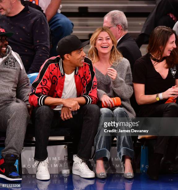 Chris Ivery and Ellen Pompeo attend the Charlotte Hornets Vs New York Knicks game at Madison Square Garden on November 7, 2017 in New York City.